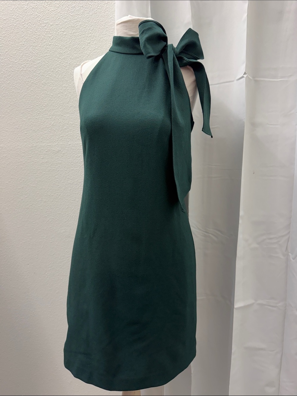 Vince Camuto Forest Green Halter Mini Dress with Bow Tie